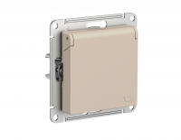ATLASDESIGN РОЗЕТКА с заземл. со шторк. с крышкой, 16А, IP20, механизм, ПЕСОЧНЫЙ Systeme Electric ATN001246