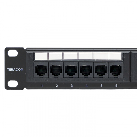 Патч-панель TERACOM 19'' Cat.5E 1U неэкранированная UTP 24 порта RJ-45 110 IDC EKF TRC-PPNL-5EUTP-1U24