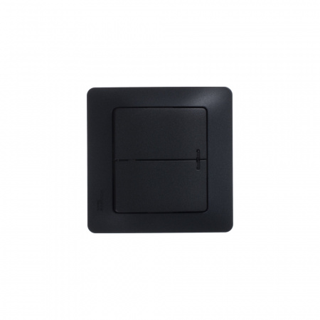 GLOSSA Выключатель двухклавишный с подсветкой схема 5а антрацит в рамку Systeme Electric GSL000753