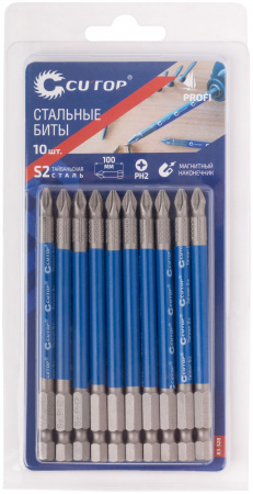 Биты стальные, 10 шт, Profi, PH2, 100 мм CUTOP 83-328
