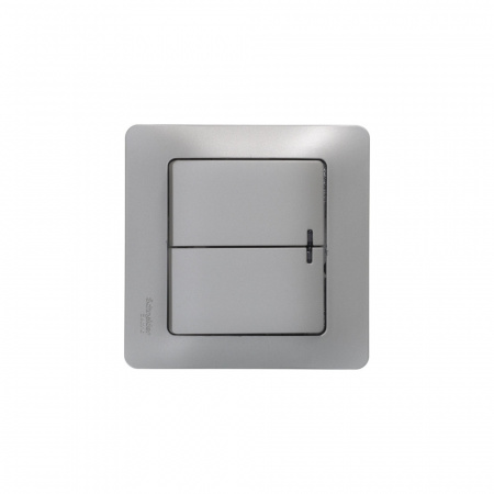 GLOSSA Выключатель двухклавишный с подсветкой схема 5а платина Systeme Electric GSL001253