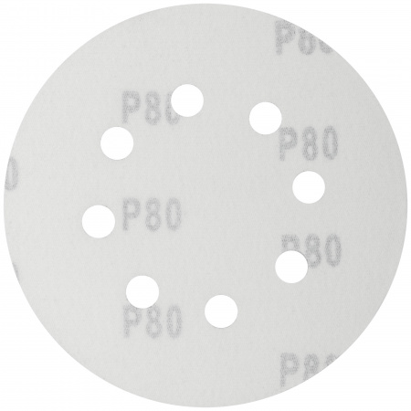 39664 Круги шлифовальные с отверстиями (липучка), алюминий-оксидные, 125 мм, 5 шт Р 80 FIT 