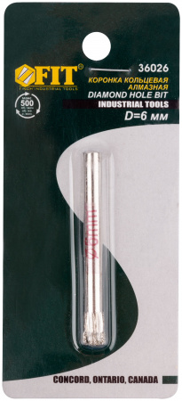 Коронка алмазная кольцевая для стекла / кафеля 6 мм FIT 36026