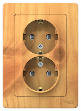 BLANCA скрытой установки розетка двойная с заземлением со шторками, 16А, 250В, ясень Systeme Electric BLNRS001125