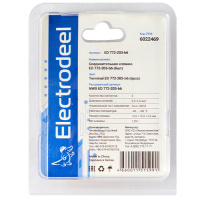 Клемма соединительная  3-контактная (6шт) Elеctrodeel. Диапазон сечений 0.5-2.5 мм2. Номинальный ток/напряжение: 24А/450В.Упаковка: блистер. Electrodeel ED 772-203-b6