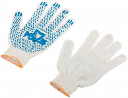 12485 Перчатки вязаные (3 нити), х/б, с ПВХ, 10 класс вязки РОС 
