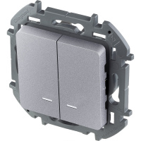 Выключатель двухклавишный с подсветкой/индикацией INSPIRIA 10 AX 250 В~ алюминий Legrand/Daccord 673632