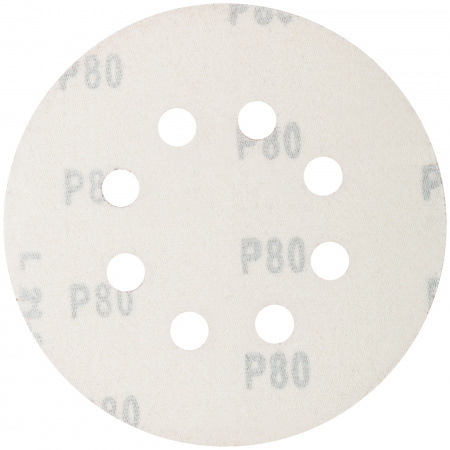 85-619 Круги абразивные шлифовальные перфорированные на ворсовой основе под ''липучку'' (Р80, 125 мм, 5шт), Profi CUTOP 