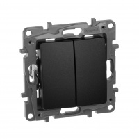 ETIKA Переключатель двухклавишный антрацит автоматические зажимы 10AX Legrand/Daccord 672612