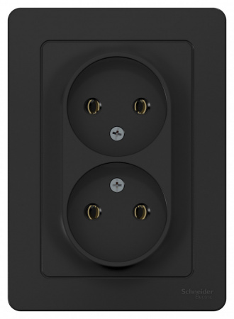 BLANCA скрытой установки розетка двойная без заземления без шторок, 16А, 250В, антрацит Systeme Electric BLNRS000026