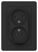 BLANCA скрытой установки розетка двойная без заземления без шторок, 16А, 250В, антрацит Systeme Electric BLNRS000026