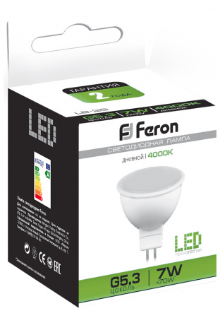 Лампа светодиодная LED 7вт 230в G5.3 белая FERON LB-26 25236