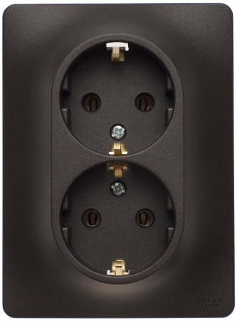 GLOSSA Розетка двойная с заземлением шоколад в сборе Systeme Electric GSL000824