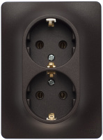 GLOSSA Розетка двойная с заземлением шоколад в сборе Systeme Electric GSL000824