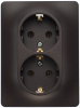 GLOSSA Розетка двойная с заземлением шоколад в сборе Systeme Electric GSL000824