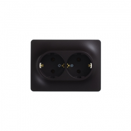 GLOSSA Розетка двойная с заземлением шоколад в сборе Systeme Electric GSL000824