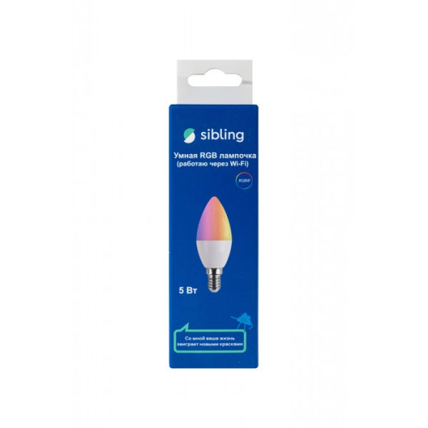 Умная RGB лампа, Е14, 5 Вт, свеча Sibling Powerlite-L (С37) 00-00012815