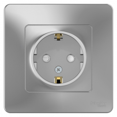 BLANCA скрытой установки розетка с заземлением со шторками, 16А, 250В, алюминий Systeme Electric BLNRS001113