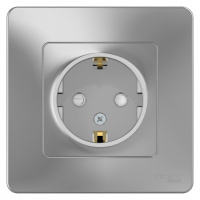 BLANCA скрытой установки розетка с заземлением со шторками, 16А, 250В, алюминий Systeme Electric BLNRS001113