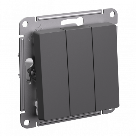 ATLASDESIGN 3-клавишный ВЫКЛЮЧАТЕЛЬ, сх.1+1+1, 10АХ, механизм, БАЗАЛЬТ Systeme Electric ATN001431