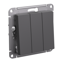 ATLASDESIGN 3-клавишный ВЫКЛЮЧАТЕЛЬ, сх.1+1+1, 10АХ, механизм, БАЗАЛЬТ Systeme Electric ATN001431