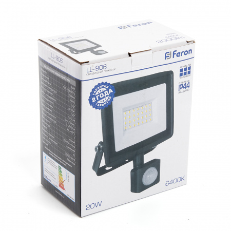 Прожектор светодиодный ДО-20w с ИК датчиком 6400K 1900Лм IP44 FERON LL-906 29556
