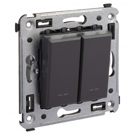 4412104 Avanti Выключатель двухклавишный в стену  Черный   матовый DKC 