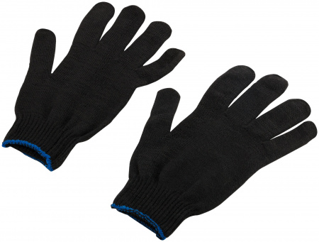12496 Перчатки вязаные упрочненные (5 нитей) черные х/б РОС 