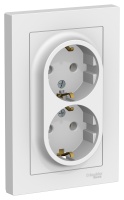 ATLASDESIGN РОЗЕТКА двойная с заземлением, 16А, в сборе, ЛОТОС Systeme Electric ATN001324