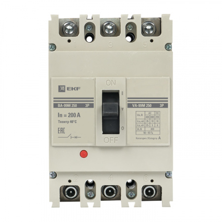 Выключатель автоматический трехполюсный ВА-99М/250 200А 25кА РЭ2000А EKF mccb99-250-200m