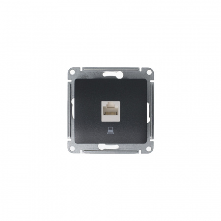 GLOSSA Розетка компьютерная RJ45 категория 5E антрацит в рамку Systeme Electric GSL000781K