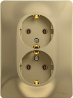 GLOSSA Розетка двойная с заземлением в сборе титан Systeme Electric GSL000424