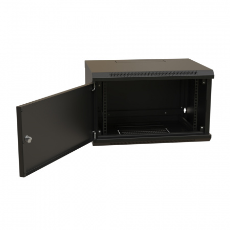 WR-TW-0645-SR-RAL9004 Шкаф настенный 19-дюймовый 19'' 6U 367х600х450мм металлическая передняя дверь с замком черный RAL 9004 WRline'' WRLine  520238