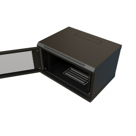 WR-TW-0645-SR-RAL9004 Шкаф настенный 19-дюймовый 19'' 6U 367х600х450мм металлическая передняя дверь с замком черный RAL 9004 WRline'' WRLine  520238