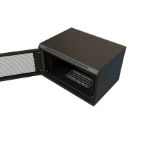Шкаф настенный 19-дюймовый 19'' 6U 367х600х450мм металлическая передняя дверь с замком черный RAL 9004 WRline'' WRLine WR-TW-0645-SR-RAL9004 520238