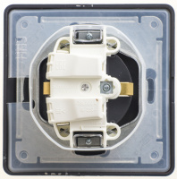 GLOSSA Розетка с заземлением со шторками с крышкой IP44 шоколад в сборе Systeme Electric GSL000848