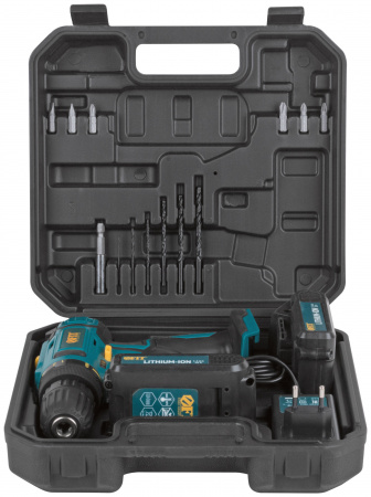 80189 Дрель-Шуруповерт акк. 18.0 В, 0-400/1450 об/мин, 29.0 Нм, 2 (Li-Ion) 1.3 Ач, 1.5 ч., рез. накл., кейс FIT 