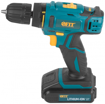 80189 Дрель-Шуруповерт акк. 18.0 В, 0-400/1450 об/мин, 29.0 Нм, 2 (Li-Ion) 1.3 Ач, 1.5 ч., рез. накл., кейс FIT 
