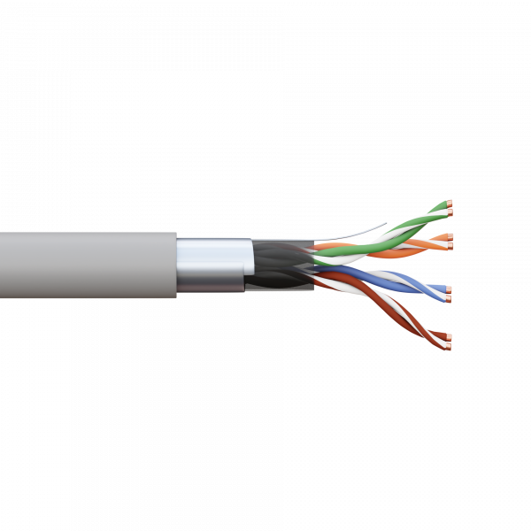Кабель витая пара TERACOM PRO Cat.5E F/UTP 4 пары solid 24AWG оболочка PVC цвет серый (упак. 305м) EKF TRP-5EFTP-04PVC-GY-IN3
