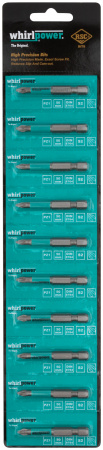 Биты 10 шт, сталь S2, с насечкой, Профи PZ 1 WhirlPower 57596