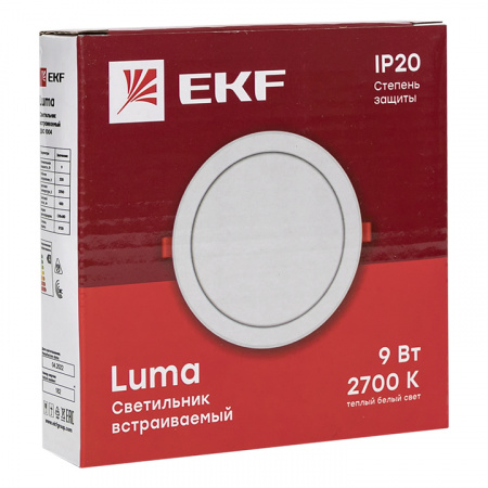 DLL-1004-9-2700 Светильник встраиваемый светодиодный ДВО 1004 9Вт 2700K IP20 Basic EKF 