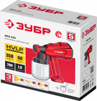 Краскопульт (краскораспылитель) электрический, HVLP, 0.8л, 0-700мл/мин, вязкость краски 60 DIN/сек, сопло 1.8мм, 350Вт ЗУБР КПЭ-350