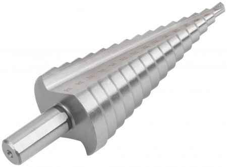 Сверло ступенчатое HSS (Р6М5) по металлу, 15 ступеней, 4-32 мм FIT 36400