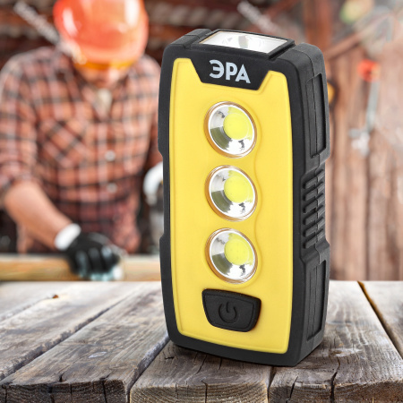 Б0029180 Фонарик карманный на батарейках 3хААА, ударопрочный, крючок, клипса, магнитный, боковая подсветка RB-802 Практик ЭРА 