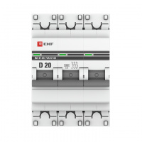 Автоматический выключатель ВА 47-63 6кА 3P 20А (D) PROxima EKF mcb4763-6-3-20D-pro
