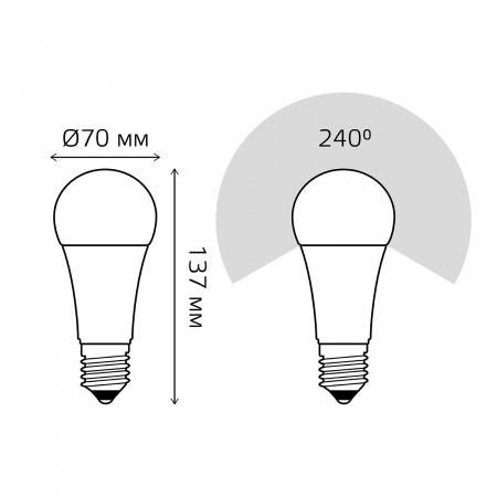 Лампа светодиодная LED 25 Вт 2150 лм 6500К AC180-240В E27 А70 (груша) холодная Elementary GAUSS 73235