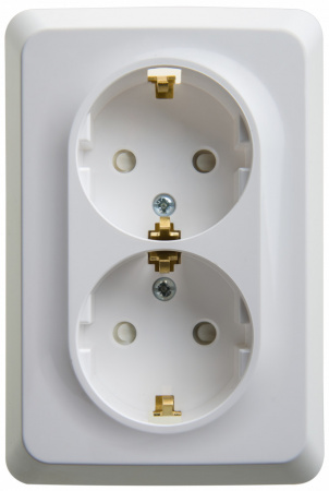 ЭТЮД Розетка двойная скрытой установки с заземлением со шторками 16А 250B, белый Systeme Electric PC16-108B