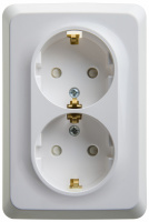 ЭТЮД Розетка двойная скрытой установки с заземлением со шторками 16А 250B, белый Systeme Electric PC16-108B