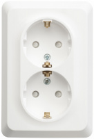 ЭТЮД Розетка двойная скрытой установки с заземлением со шторками 16А 250B, белый Systeme Electric PC16-108B