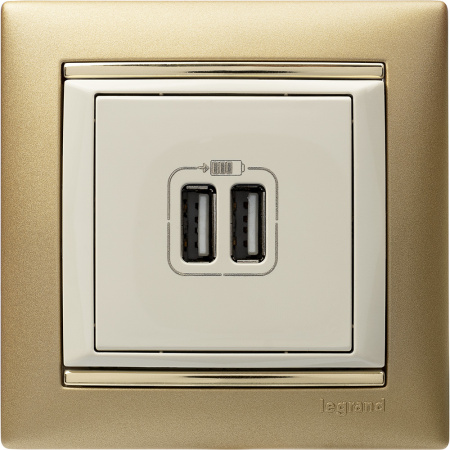VALENA Розетка двойная USB слоновая кость Legrand/Daccord 774170